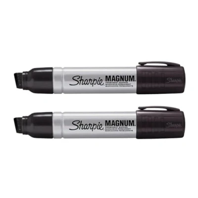 Image of Sharpie Pro Magnum Large Jumbo Permanent Markers Pack of 2 Extra Wide Chisel Wedge Tip Black Ink