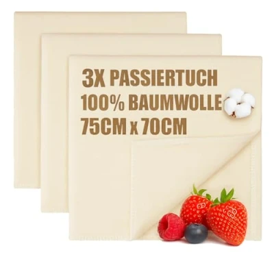 Image of com four® 3X Bakers Couche, Cheesecloth, Straining Cloth, Dumpling Cloth 100% Cotton Woven Cloths for Dough Preparation Reusable, Tear Resistant at high Humidity Linen Baking Bread