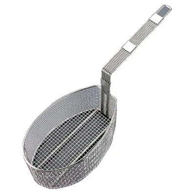 Image of Vogue Oval Frying Basket, Stainless Steel, Size: 300(H)x146(W)x152(D)mm / 11.8x5.75x5.9 inch, Suitable for Most Fryers, J678