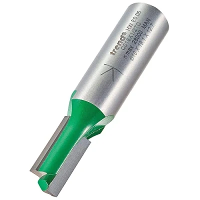 Image of Trend CraftPro Straight Two Flute Router Cutter Bit, 1/2 Inch Shank, 10mm Cut Diameter &amp; 19.1mm Length, Tungsten Carbide Tipped, C016X1/2TC