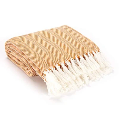 Image of EHC Throw Blanket, Versatile Blanket Throws for Sofa Armchairs, Settee Couch Single Size, Travel, Soft Warm Acrylic 125 x 150cm Ochre