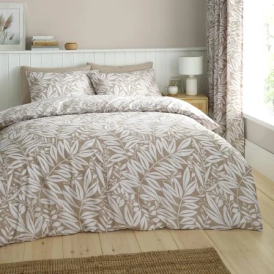 Image of Catherine Lansfield Sorrel Leaf Double Duvet Set Natural