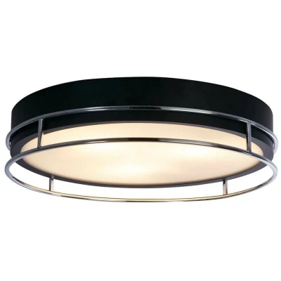 Image of Phoenix 3 Light Flush Black, Chrome, Frosted Glass
