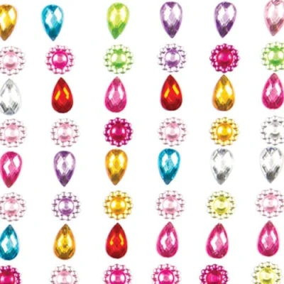 Image of Baker Ross AG219 Flower &amp; Teardrop Self Adhesive Gems (Pack of 138)