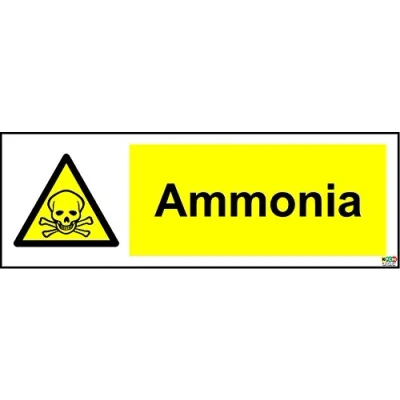 Image of Warning Ammonia Safety Sign Self Adhesive Sticker 300mm x 100mm