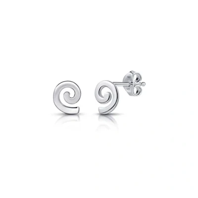 Image of Amberta Women 925 Sterling Silver Celestial Stud Earrings: Spiral Earrings