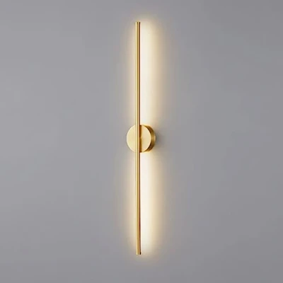 Image of RXPVUXE Modern Linear Wall Lamp Brushed Brass LED Sconce Acrylic Lampshade, Minimalist Copper Lighting Fixture Antique Bathroom Vanity Light Hardwired Bedroom Hallway Sconces