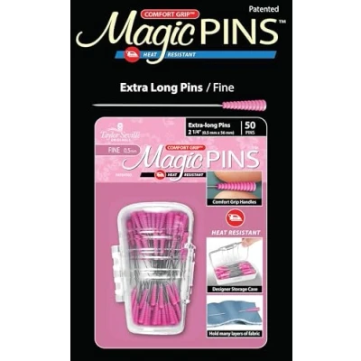 Image of Taylor Seville Originals Extra Long Magic Pins, Metal, Pink, 0.5 x 56mm
