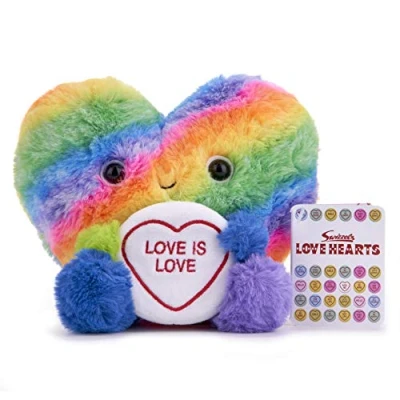 Image of Posh Paws Swizzels Love Hearts Arty the Big Hearty &#039;Love is Love&#039; Soft Toy 18cm (7 inches), 37513