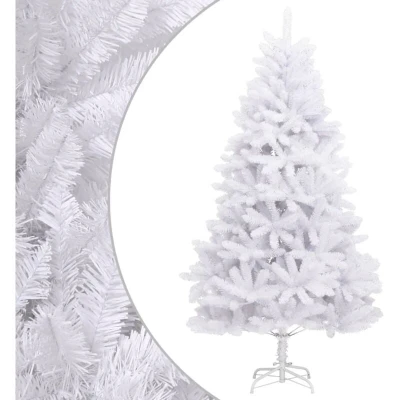 Image of vidaXL Artificial Hinged Christmas Tree with Stand White 240 cm