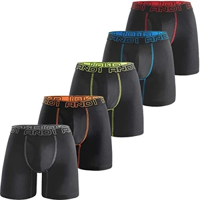 Image of AND1 Men&#039;s Boxer Shorts Mens Underwear Trunks Multi Pack of 5 Briefs Sporty Retro (M)