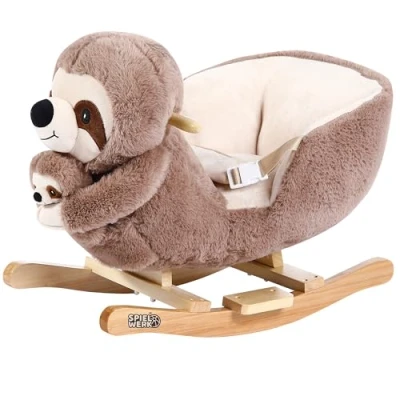 Image of Spielwerk® Rocking Animal Plush Swing for Children Kids &amp; Babies Toy Chair with Sounds Balance Training Seat Belt Soft and Cute Boys Girls Sloth Baby