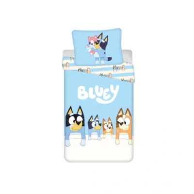 Image of My sweety pop Children&#039;s Bedding Set Bluey 2 Piece Child Duvet Cover Reversible 140 x 200 Pillowcase 70 90 cm 100% Cotton Blue Stripes