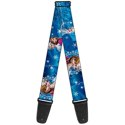 Image of Buckle Down GS WDY169 Guitar Strap &quot;Anna &amp; Elsa Poses/Castle Mountains Blues&quot;