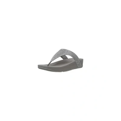 Image of Fitflop Womenss Fit Flop Lottie Glitzy Toe Thong Sandals in Gunmetal Silver Textile Size UK 6