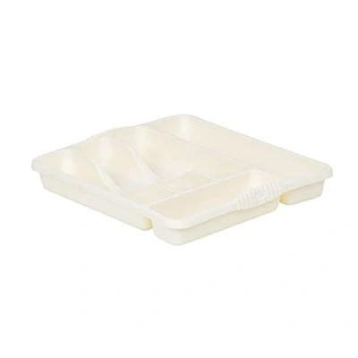 Image of Wham Soft Cream 5 Compartment Plastic Cutlery Holder Tray Drawer Organiser