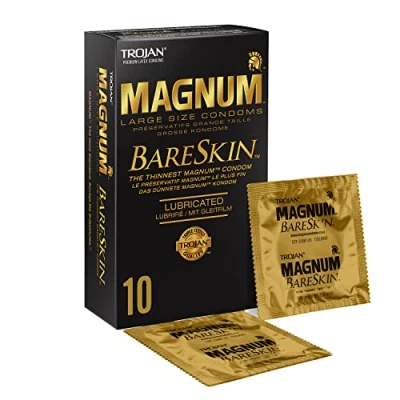 Image of Magnum BareSkin Large Size Condoms by Trojan, Thin and Lubricated Condoms, with Premium Quality Latex , Pack of 10