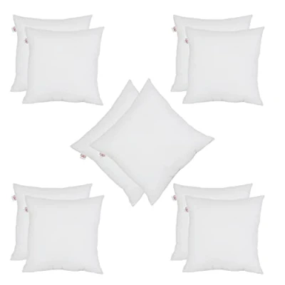 Image of Set of 10 45cm x Hollowfibre Cushion Luxury New White Pad Inner Stuffer Pillow Polyester Insert Square Hypoallergenic (Pack 18&quot; 18&quot;)