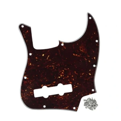 Image of FLEOR 10 Hole JB Bass Pickguard 4Ply Scratch Plate without Truss Rod Notch for USA/Mexican Standard 4 String Model Guitar, Brown Tortoise Shell