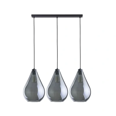 Image of Fuente Bar Pendant Ceiling Light Black, Graphite Glass 3xE27