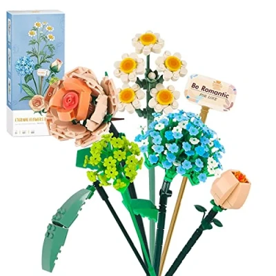 Image of Flower Bouquet Building Sets, Artificial Flowers, Set for Adults, DIY Unique Decoration Home, Gift Her and Him, 680 Pieces Botanical Collection (Not Compatible with Lego Set)