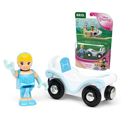Image of BRIO World Disney Princess Cinderella and Train Carriage for Kids Age 3 Years Up Wooden Railway Add On Accessories