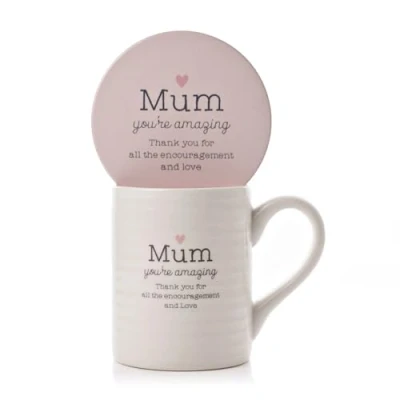 Image of Widdop Mum You&#039;re Amazing Gift Set Mug &amp; Coaster in A Box Love Life Range Gifts LL439