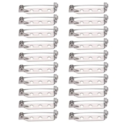 Image of xbiez 20pc Metal Brooch Pins Blank Base Brooches 20/25/32mm Lock Back Safety Badge Jewelry Findings for DIY Crafts Making