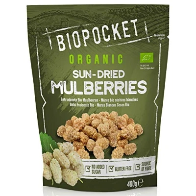 Image of Biopocket Organic Dried Mulberries, 2 x 400 g