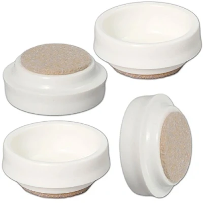 Image of 4X Small 43mm White Felt Furniture Castor Cups
