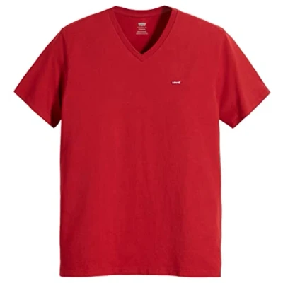 Image of Levi&#039;s Men&#039;s Original Housemark V Neck T Shirt, Rhythmic Red, S