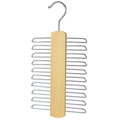 Image of The Hanger Store 20 Bar Wooden Tie Scarf &amp; Belt Rack Storage Organiser