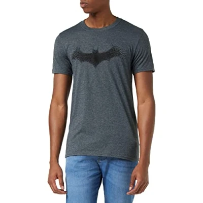 Image of DC Comics Men&#039;s Batman BAT Logo T Shirt, Dark Heather Grey, Large
