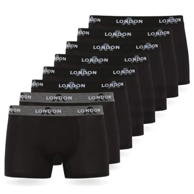 Image of FM London 4/8 Pack Mens Boxers with Elastic Waist Soft Boxer Shorts Men, Stretch Fit Underwear for Everyday Wear Fitted Hipster Men