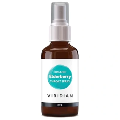 Image of Viridian 100% Organic Elderberry Throat Spray fresh extracts with manuka 50ml