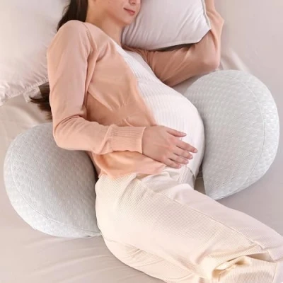 Image of WQU Pregnancy Pillows, Maternity Pillow for Sleeping, Body Pillows Support Back, Belly, Hips, Legs Pregnant Women, Detachable and Adjustable with Cover