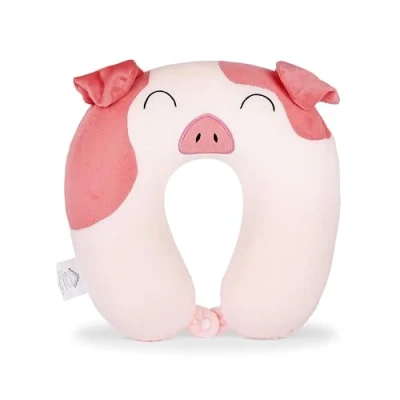 Image of Mousehouse Gifts Awesome Animal U shaped Memory Foam Travel Pillow, kids/adults (Pink Pig)