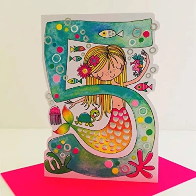 Image of Rachel Ellen Girl Age 5 Today Mermaid Birthday Card
