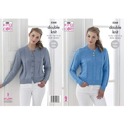 Image of King Cole 5368 Knitting Pattern Womens Cardigan and Sweater in Cottonsoft DK