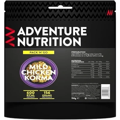 Image of Adventure Nutrition Pack N Go 600 Kcal Freeze Dried Food Mild Chicken Korma Camping, Ready Meals, Survival Kits, Emergency Food, Hiking