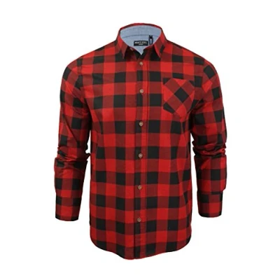 Image of BRAVE SOUL Mens Jack Checked Long Sleeve Check Cotton Lumberjack Casual Shirt