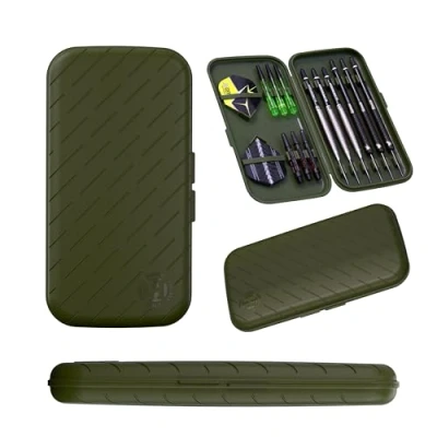 Image of Harrows Darts Case Slim The World&#039;s Smallest Lightest 6 Dart Holder I Holds 3 &amp; Tough Hydrocarbon Construction 24pcs of Accessories Green
