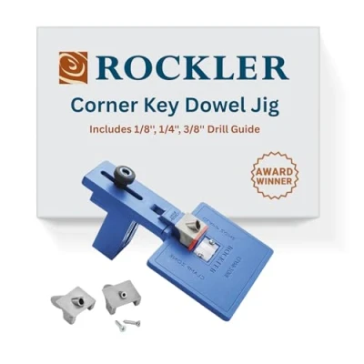 Image of Rockler Corner Key Dowel Jig Premium Doweling For Decorative Mitered Joints Hole w/Molded Reference Lines Woodworking Jigs Includes 1/8&#039;&#039;, 1/4&#039;&#039;, 3/8&#039;&#039; Drill Guide Tool Kit