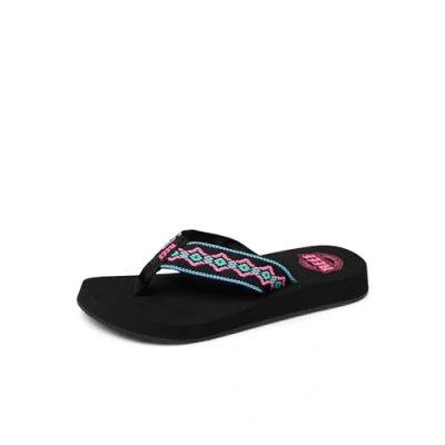 Image of REEF Women&#039;s Sandy Flip Flop, Black Neon, 6 UK