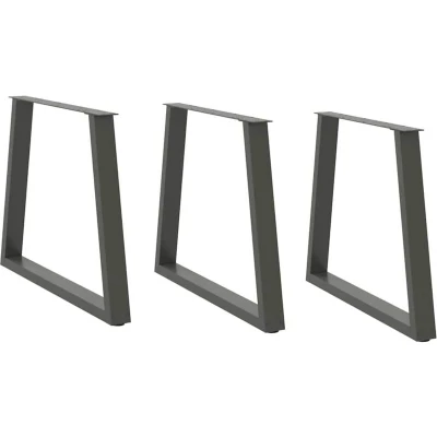 Image of vidaXL Anthracite V Shape Dining Table Legs Adjustable 70x72 73.3 cm Powder Coated Steel Set of 3, Ideal for Room &amp; Office Desk