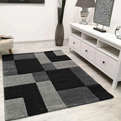 Image of VIMODA Modern Rug Checked Anthracite Black White 120 x 170 cm
