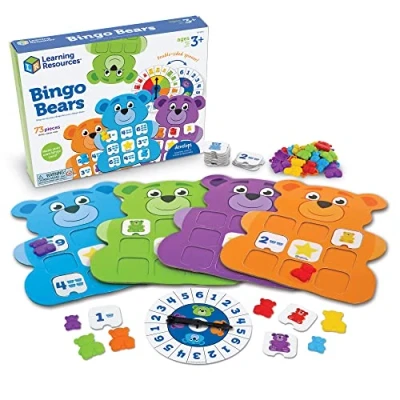 Image of Learning Resources LER0841 Bingo Bears, Educational Indoor Games, Brain Toys, Toddler Preschool Learning, 73 Pieces, Age 3+, Multi, Medium