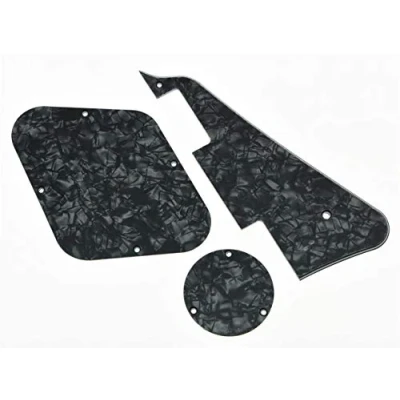 Image of Dopro Black Pearl LP Pickguard &amp; Rear Plate Switch Cavity Covers for Epiphone Les Paul