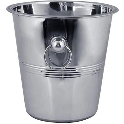 Image of Kosma Stainless Steel Champagne Bucket Bottle Cooler Ice Ribbed Design 21 x 21cm