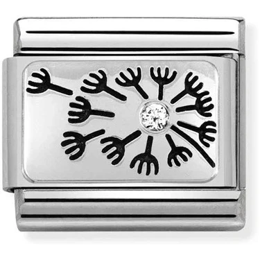Image of Nomination Classic Silver CZ Dandelion Flowers &amp; Nature Charms
